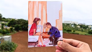 How to draw Romantic Couple | Acrylic Painting Tutorial