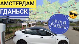 Тесла далека подорож Амстердам-Гданьск 1140км за один день: повільніше нікуди!