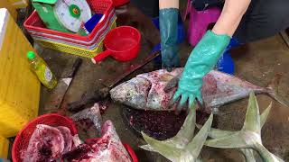 Walking around Morning Market | Big White Queen Fish Cutting Skill | FLV Official