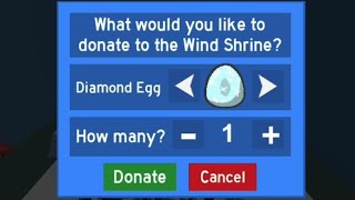 Donating *Diamond Egg!* getting *OP WINDS!* (100 Subscriber Special) - Bee Swarm Simulator