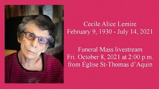 LIVE: Funeral for Cecile Alice Lemire (Friday, October 8, 2021 at 2:00 pm MDT)