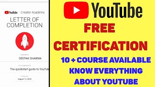 Youtube Free Certification | YOUTUBE Creator Academy