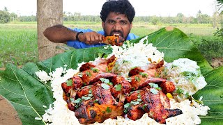 Tandoori Chicken White rice || Village Style Eating