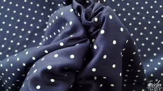 Jacquard bleumarin din bumbac si elastan Polka Dots