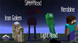 Minecraft monsters - Siren Head, Light Head, Herobine & Iron Golem