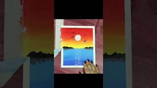 How To Draw A Sunset On The Sea | Drawing Very Simple Sunset | Easy Sunset Scenery Drawing #Shorts