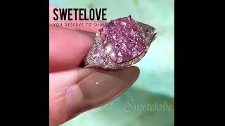 3.92ct Fancy Intense Purple Pink Cushion Cut Ring