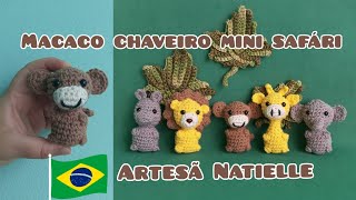 Macaco Amigurumi Chaveiro Mini Safári