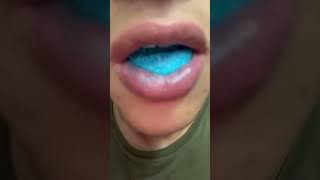 ASMR Eating sour blue hart candy gum #satisfying