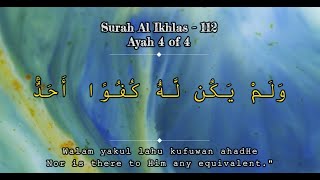 Memorising 1 ayah per day, In shaa Allah. Title of surah is Al Ikhlas