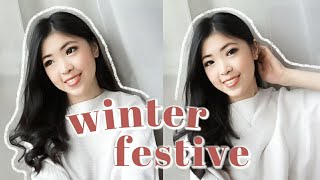 winter festive makeup look ✨  white christmas makeup tutorial