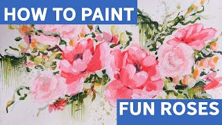 How to Paint fun and playful abstract roses in Acrylic