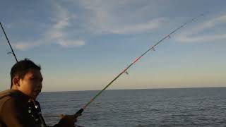 Fishing at a good spot in the middle of the sea bridge