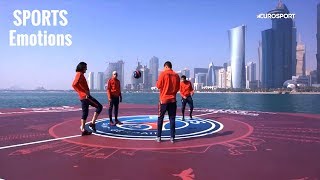 Les joueurs du PSG sur un terrain FLOTTANT à Doha ! Neymar, Mbappe, Cavani, Thiago Silva