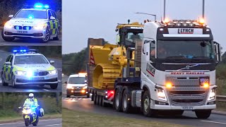 HS2 Heavy Haulage Convoy escorted by Warwickshire Police near Leamington Spa