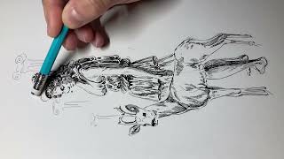 Girl with a Roe Deer (Diana) | PEN AND INK  DRAWING- FULL PROCESS