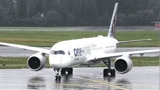 Qatar Airways Airbus A350-941 A7-ALZ landing at RAINY Zurich Airport