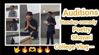 standup comedy and poetry auditions in college #vlog #poetry #standup  #comedy #standupcomedy