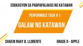 Performance Task: GALAW NG KATAWAN, P.E. GRADE 2