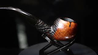 EHRLICH Bent Author  ESTATE Pipe BRIAR GRAIN rusticated and smooth