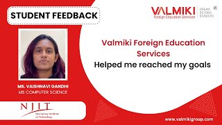 Congratulations Ms.Vaishnavi Gandhi| Valmiki Foreign Education Services