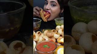 ASMR eating lots of pani puri and egg baji samosa chilli bajii chutney