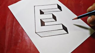 HOW TO DRAW 3D BLOCK LETTER E