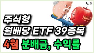 주식에 투자하는 월배당 ETF 39종목 ㅣ 4월 분배금과 수익률 총 정리