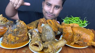 EATING BIG FISH HEAD ,WHOLE CHICKEN ,MUTTON LIVER ,CHILLIS & RICE | WHOLE CHICKEN EATING CHALLENGE