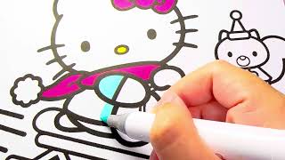 Coloring HELLO KITTY and RORRY’s winter wonderland | hello kitty christmas coloring page for kids