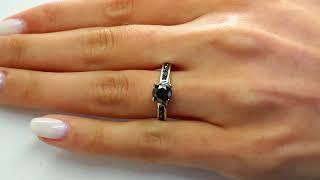 1 3/5 CTW Round Cut Black Diamond Channel Set Engagement Ring in 10K White Gold (MDR160009)