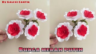 BUNGA MERAH PUTIH 17 AGUSTUS / SATIN RIBBON ROSE FLOWER