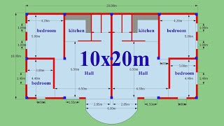 نقشه چها خوابه با گنجایش دو فامیل || Four bedroom plan with capacity for two families