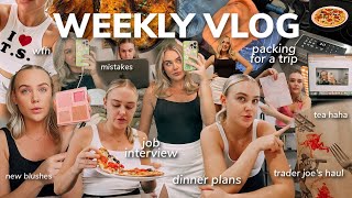 WEEKLY VLOG: packing for a trip, job interview, trader joe's haul, tea haha, dinner plans, mistakes