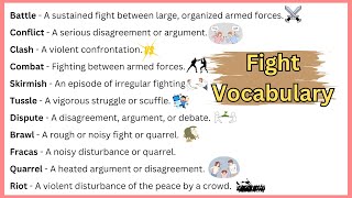 Fight vocabulary: Battle/Conflict/Clash/Quarrel.... | Meaning & Difference | Synonyms/Alternative