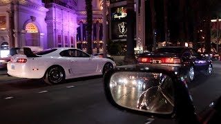 Cruising Las Vegas Strip with 100 Supras!!