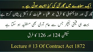 Contract of indemnity and guarantee difference, Section 124, 125 & 126 of Contract Act