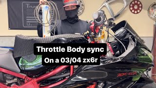 Throttle body sync on a Kawasaki zx6r 2003 2004 step by step