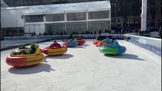 Bumper Cars on Ice in Bryant Park NYC