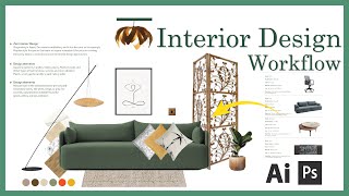 Interior design presentation Workflow, Photoshop, Illustrator