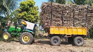 full Heavy loaded 😰😲sugarcane trolley John Deere 55 + 45 HP 🔥🔥🔥