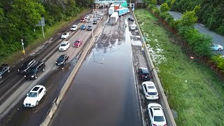 Hurricane Ida's rain floods Major Deegan Expressway, Bronx, NYC