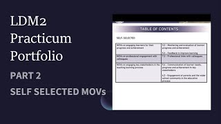 Part 2- Sample of LDM2 Practicum Portfolio Self -Selected MOVs