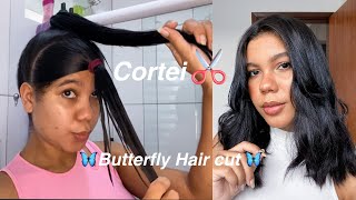 CORTEI MEU CABELO SOZINHA * corte anos 90 * butterfly Hair cut 🦋✂️