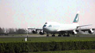 Cathay Pacific Boeing 747 take off Amsterdam Schiphol