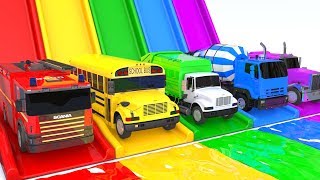 Learn Colors with Excavator VS Street Vehicle Car Slide Bath for Children