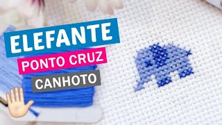 ✋🏼(CANHOTO) Elefantinho Azul em ponto cruz - Wagner Reis