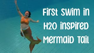 First swim in h2o inspired mermaid tail (5m deep pool)