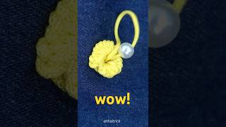 Simple Flower Embroidery with Beads #creativesewing #handsewing #embroiderytips #sewinghacks