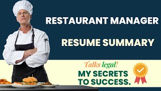 Restaurant Manager Resume Summary II How To Write Professional Headline - Talks Legal Tips